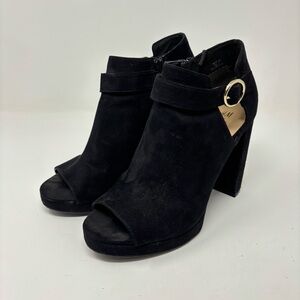 H&M Black Peep Toe Ankle Boots Size 7